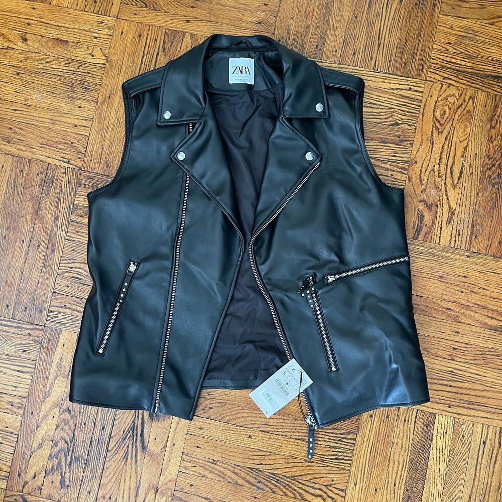MEN'S MOTO VEST ZARA FAUX LEATHER